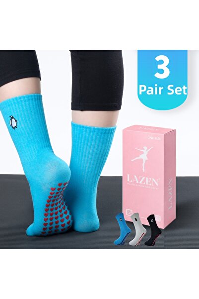 Lazen Pilates & Yoga Anti-Slip Socks 4-Piece Boxed Sets – Patterned Special D...