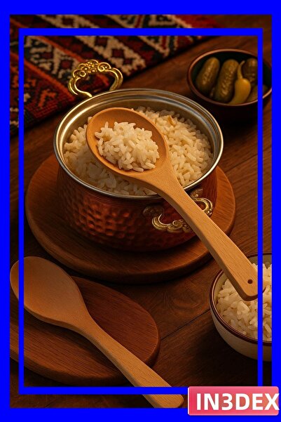 İN3DEX Natural Wooden Pilaf Mixing and Serving Spoon 28cm