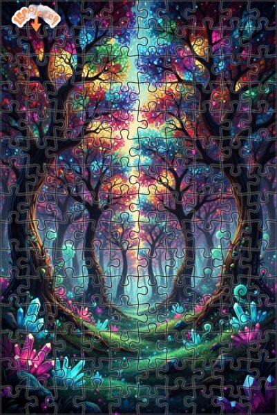 Teona Ahşap لغز خشبي مؤطر بطبقتين بمظهر لوحة زيتية لغابة ملونة ساحرة 150 قطعة...