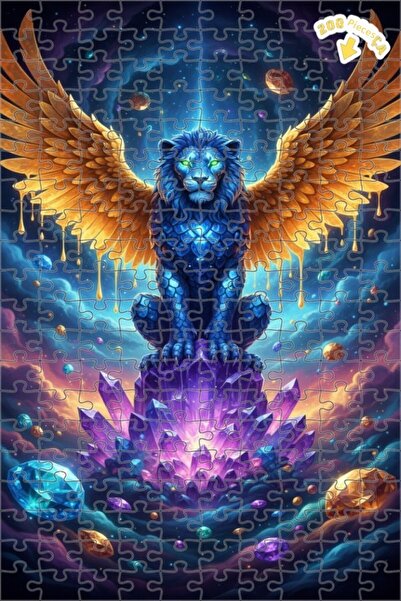 Teona Ahşap لغز كريستال الأسد الأزرق ذو الأجنحة 200 قطعة 25x35