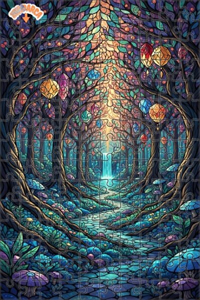 Teona Ahşap لغز خشبي بإطار ذو طابقين بمظهر الأحجار الكريستالية وشلال الغابة ا...