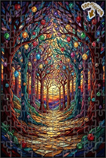 Teona Ahşap لغز خشبي برسومات غابة كريستالية سحرية 100 قطعة 25x25