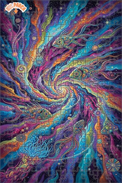 Teona Ahşap لغز خشبي بإطار مزدوج الطبقات بمظهر لوحة زيتية لأسماك ملونة بتدفق ...