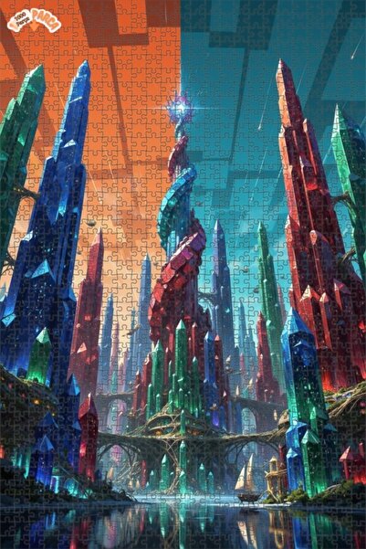 Teona Ahşap لغز خشبي بإطار مزدوج الطبقات من كريستال سيتي تيل، 1000 قطعة، 70×50