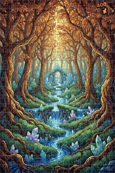 Teona Ahşap لغز خشبي مؤطر بطبقتين من الغابة الكريستالية الغامضة 400 قطعة 35x35