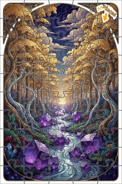 Teona Ahşap لغز خشبي مؤطر بطبقتين من مسار الغابة الكريستالية السحرية 50 قطعة ...