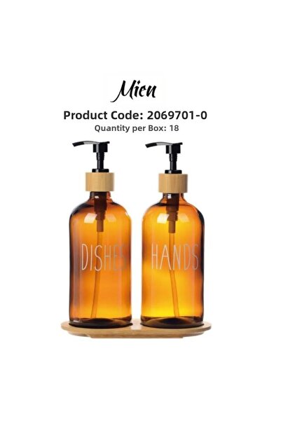 MIENN 2-Piece Amber Bamboo Stand Hands & Dishes Liquid Soap Dish Set