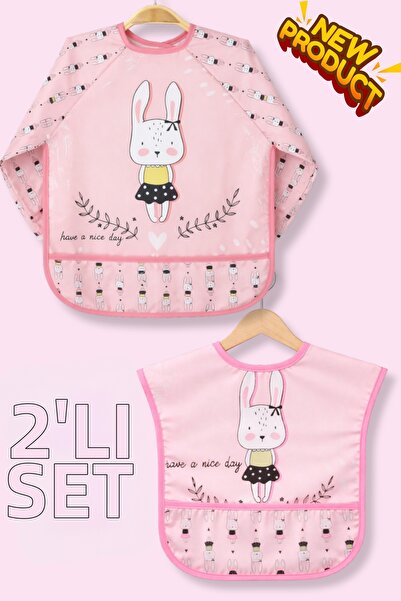 Apronica مريلة أطفال بنمط الأرنب قابلة للارتداء مع أكمام وبدون أكمام مع جيب (...