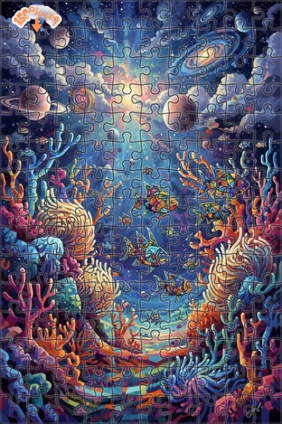 Teona Ahşap لغز خشبي ملون على شكل أسماك المحيط الكوني ذو طبقتين بإطار 150 قطع...