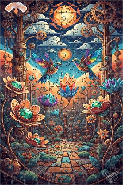 Teona Ahşap لغز خشبي بمظهر لوحة زيتية لطيور الجنة الميكانيكية التي تصدر البخا...