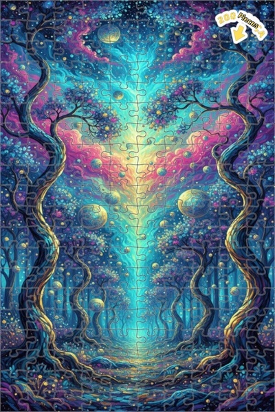 Teona Ahşap لغز خشبي مؤطر بطبقتين من الغابة السحرية مع أشعة كونية 200 قطعة 25×35