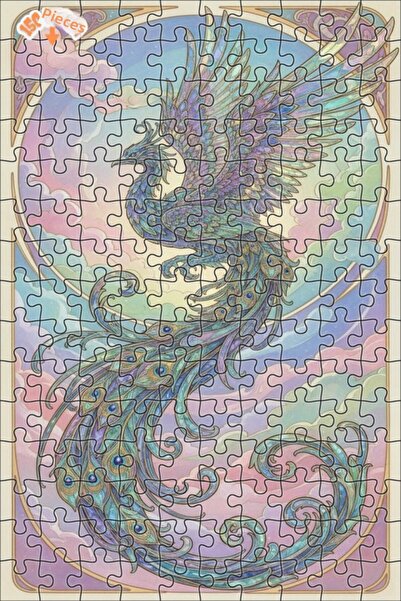 Teona Ahşap لغز فني رائع على شكل طائر الفينيق ذو الريش الزمردي 150 قطعة 20×30