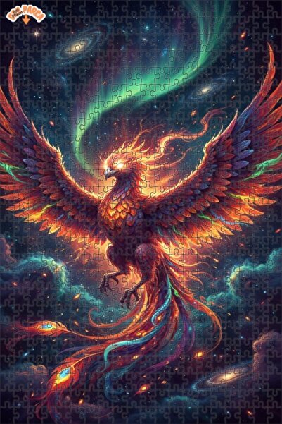 Teona Ahşap لوحة زيتية لطائر الفينيق ذو الأجنحة الزمردية المضيئة، لغز خشبي مؤ...