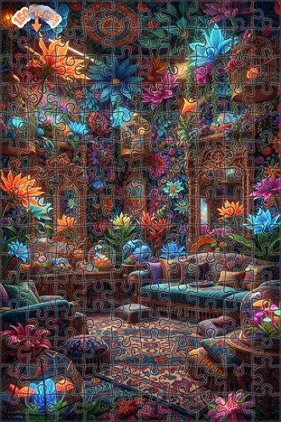 Teona Ahşap لغز خشبي مؤطر بطبقتين بمظهر لوحة زيتية لزهور الغابة السحرية 150 ق...