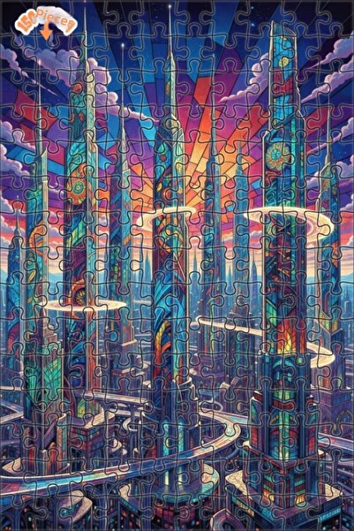 Teona Ahşap لغز خشبي مؤطر بطبقتين بتصميم فن الفسيفساء لمنظر المدينة الفخمة 15...