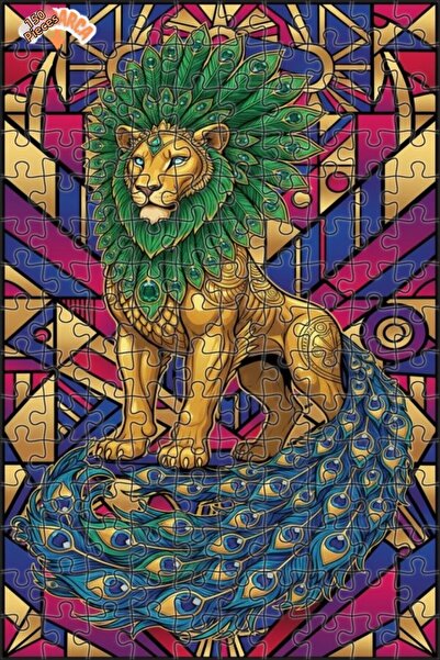 Teona Ahşap لغز خشبي بإطار مزدوج الطبقات على شكل أسد ذهبي 150 قطعة 20×30