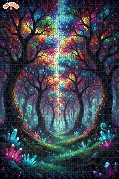 Teona Ahşap لغز خشبي مؤطر بطبقتين بمظهر لوحة زيتية لغابة ملونة ساحرة 500 قطعة...