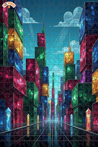 Teona Ahşap لوحة زيتية ملونة لمنظر المدينة من الكريستال، لغز خشبي بإطار مزدوج...