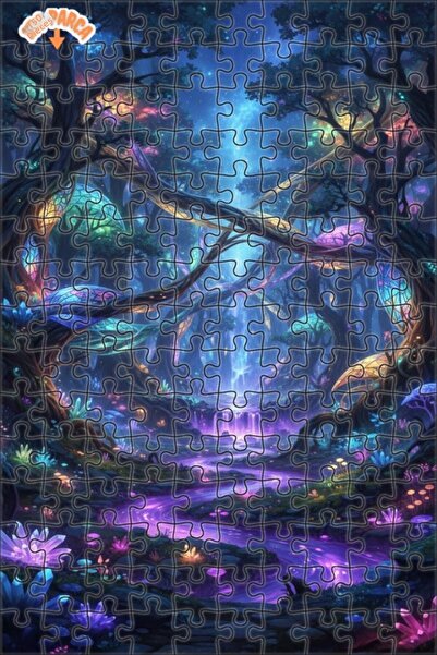 Teona Ahşap لغز خشبي مؤطر بطبقتين بمظهر شلال الغابة السحرية بألوان مائية 150 ...