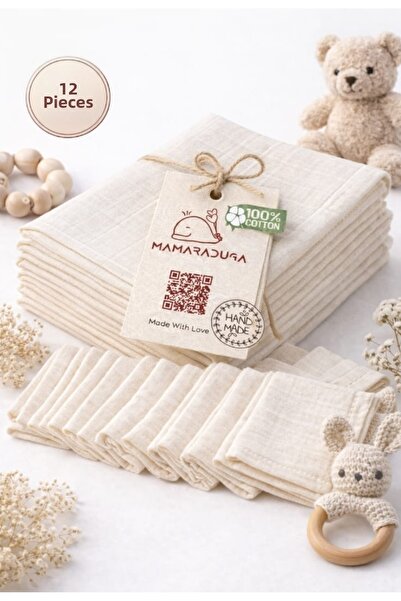 MAMARADUGA 12 Pieces of 100% Cotton Muslin Baby Mouth Wipes |   Soft & Absorbent
