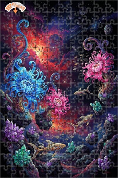 Teona Ahşap لغز خشبي بتصميم أسماك الزينة والكريستال بمظهر لوحة زيتية 150 قطعة...