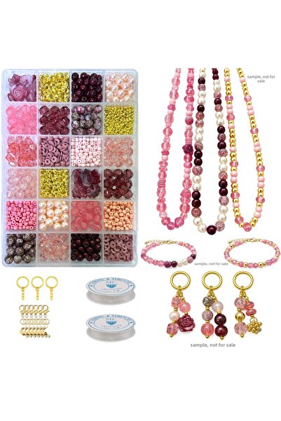 By MO Accessories Комплект за изработка на бижута с перли в розово, бордо и з...