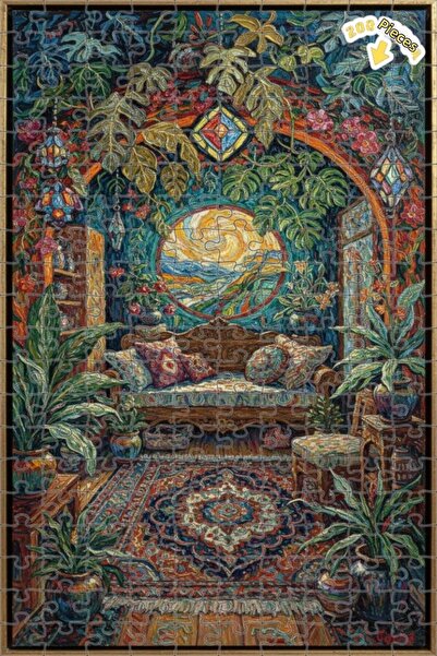 Teona Ahşap لغز خشبي مؤطر بطبقتين بمظهر لوحة زيتية لغرفة الحديقة السحرية 200 ...