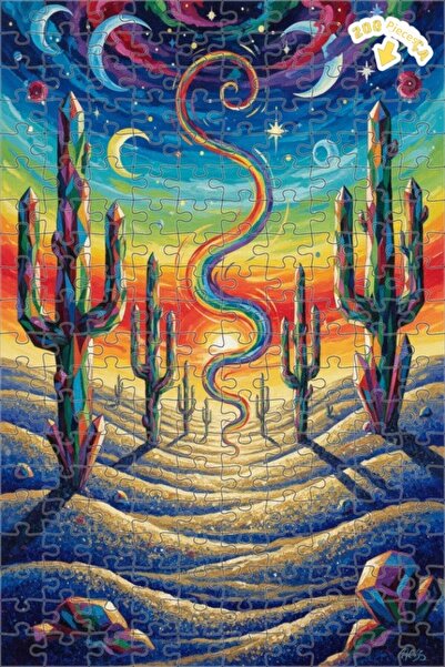 Teona Ahşap لوحة زيتية لصحراء الكاكتوس الكريستالية، رحلة سماوية، لوحة خشبية م...