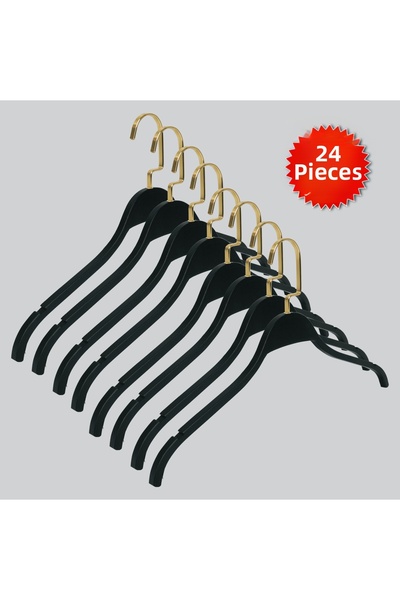 NYN Wooden Nickel Hooked Natural Color Stylish Wooden Hanger 24 Pieces (Shirt...