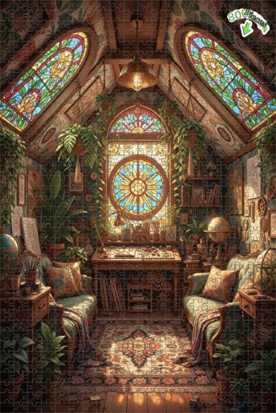 Teona Ahşap ورشة فنية بوهيمية، لغز خشبي بإطار مزدوج الطبقات من الزجاج الملون،...