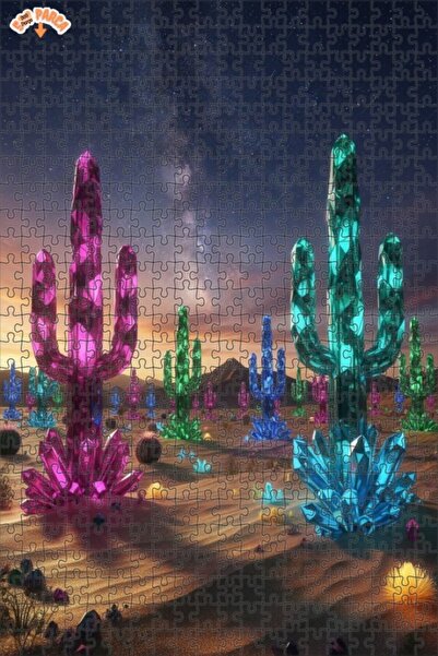 Teona Ahşap كريستال كاكتوس ديزرت جالاكسي اللامعة 500 قطعة 50x30