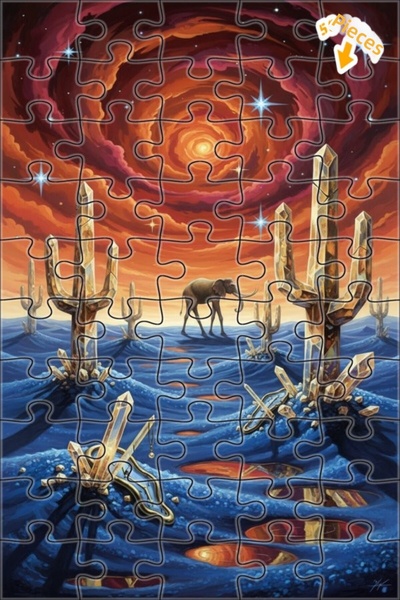 Teona Ahşap لوحة زيتية بتصميم الخيال الفانتومي لفيل كريستالي ومناظر صحراوية، ...