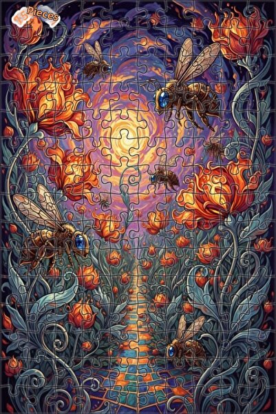 Teona Ahşap The Dream Garden of the Fabulous Bees Oil Painting Double-Deck Fr...