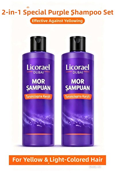 CYBERBAZAAR Licorael Dubai Purple Shampoo 2X400 ml – Anti-Yellowing, for Blon...