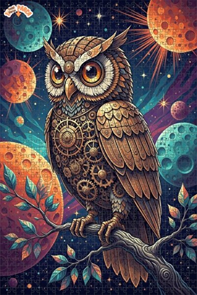 Teona Ahşap لغز خشبي بإطار مزدوج الطبقات على شكل بومة مع ساعة بخارية 1000 قطع...