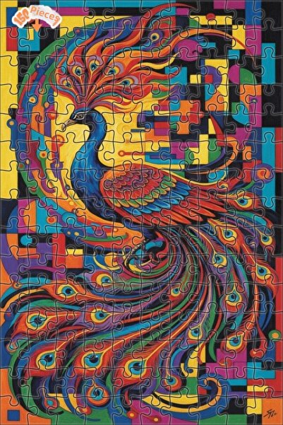 Teona Ahşap عمل فني للطاووس كما هو موضح في الصورة مطبوع لغز خشبي 150 قطعة 20x30