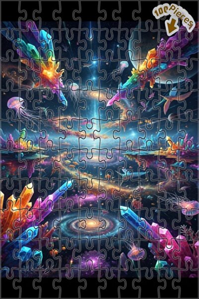 Teona Ahşap Crystal Galaxy Dream Double Layer Framed Wooden Puzzle 100 Pieces...