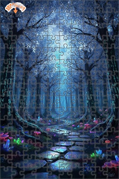 Teona Ahşap لغز خشبي فني رقمي لطريق الغابة الغامضة 150 قطعة 20x30