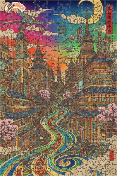 Teona Ahşap لغز خشبي بإطار مزدوج الطبقات لمدينة الشرق الغامضة 150 قطعة 20×30