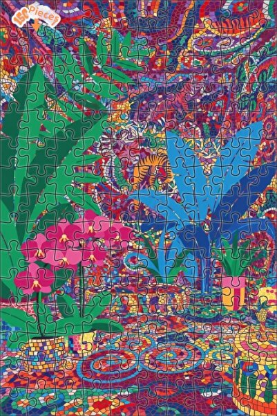 Teona Ahşap لغز خشبي بإطار مزدوج الطبقات بمظهر فن فسيفساء غابة النمر 150 قطعة...