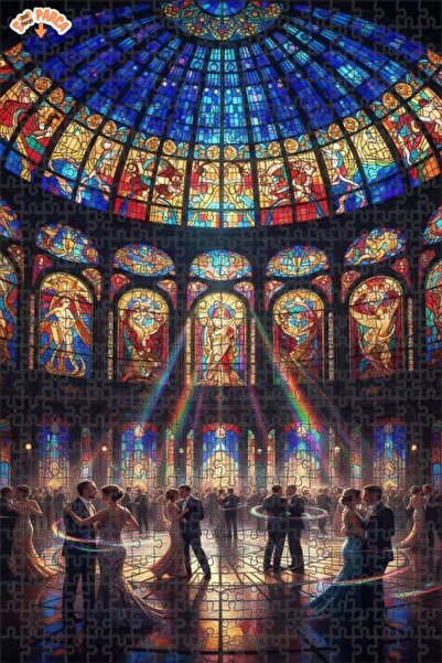 Teona Ahşap لغز خشبي مؤطر بطبقتين بتصميم فن الزجاج الملون للكاتدرائية الفخمة ...