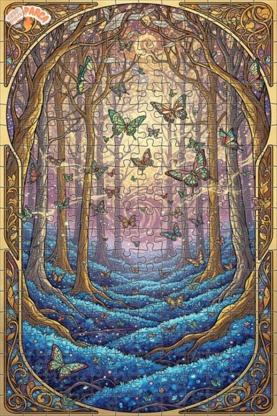 Teona Ahşap لوحة فنية بتأثير الزيت تصور فراشات الغابة السحرية 250 قطعة 30×30