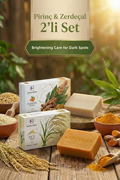 Sapovera Rice & Turmeric 2-Piece Set: and Brightening Treatment for Dark Spots