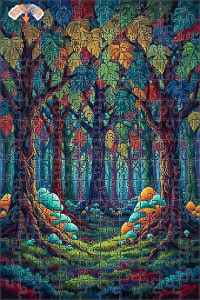 Teona Ahşap لغز خشبي مؤطر بطبقتين من فن فطر الغابة السحرية 150 قطعة 20x30