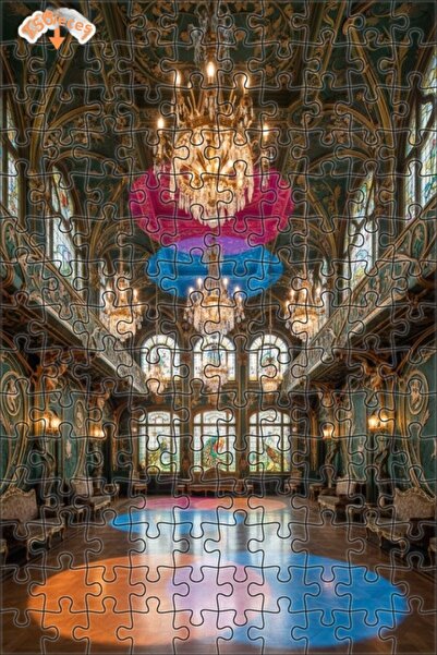 Teona Ahşap Magnificent Ballroom Oil Painting-Looking Art Double-Decker Frame...