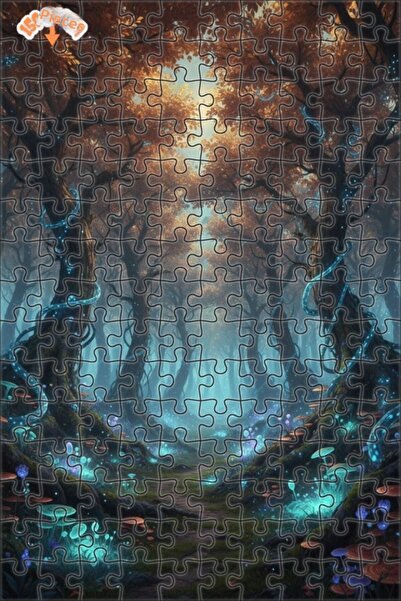 Teona Ahşap لغز خشبي بإطار مزدوج الطبقات من أضواء الغابة الغامضة 150 قطعة 20x30