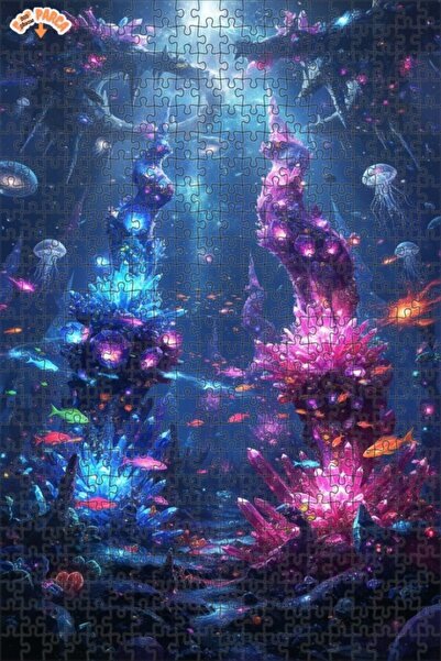 Teona Ahşap لغز خشبي مغطى بإطار مزدوج الطبقات من الكريستال الغامض تحت البحر 5...