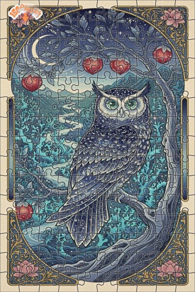 Teona Ahşap لغز خشبي مؤطر بطبقتين على شكل بومة الغابة الغامضة 150 قطعة 20×30