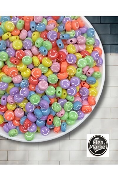 Aslan Online 25 gr. Mărgele cu emoji, mărgele colorate mate cu fața zâmbitoar...