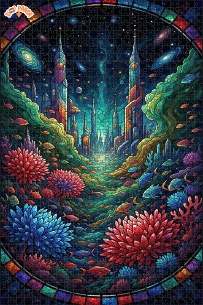 Teona Ahşap لغز خشبي بإطار مزدوج الطبقات بنمط فني من جالاكتيك أكواريوم 1000 ق...